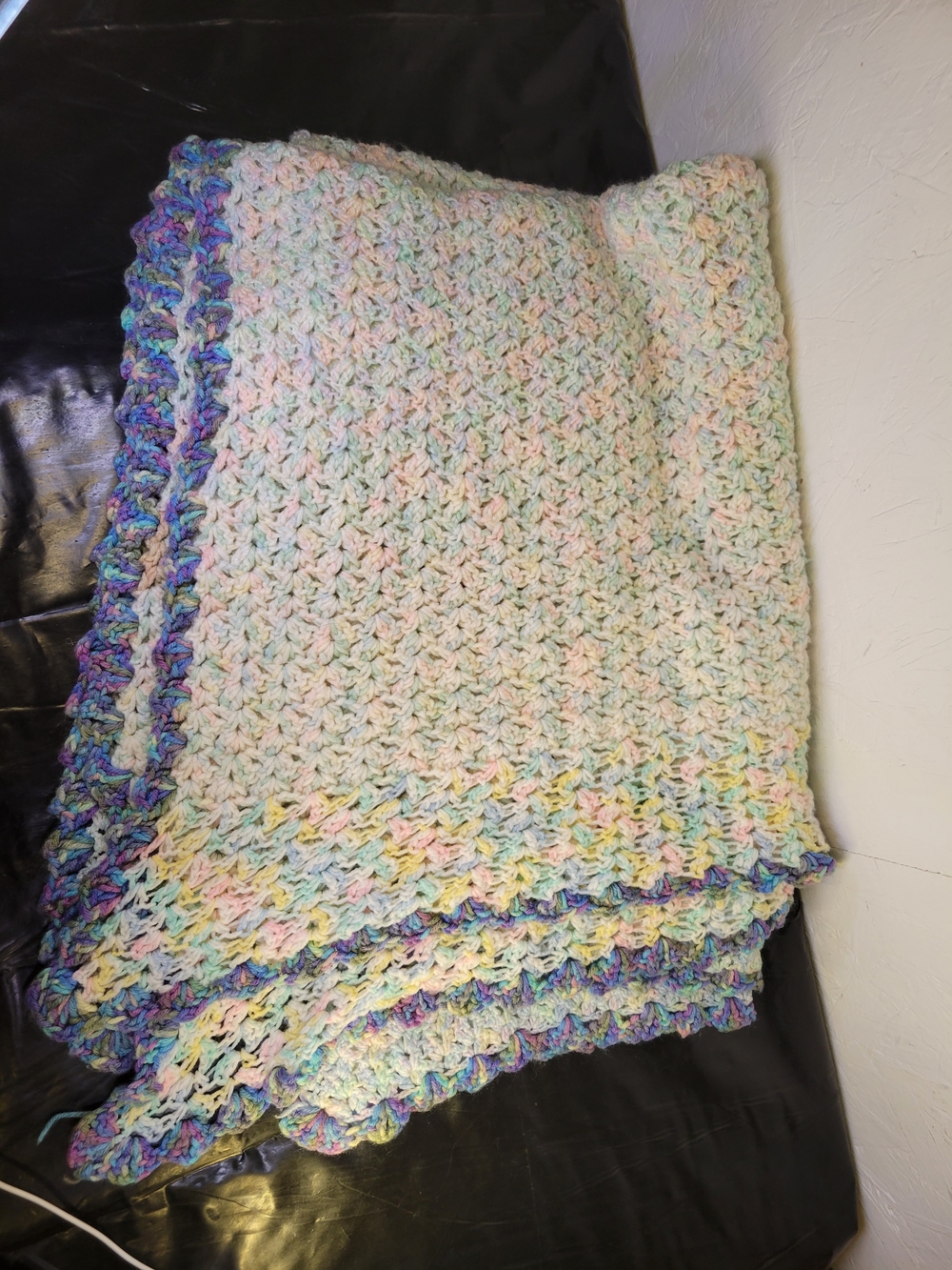 Handmade Pastel Multi-colored Crochet Baby Blanket